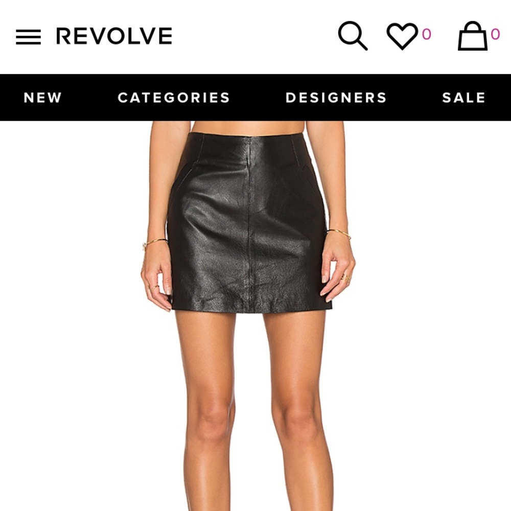 BB Dakota Black Leather Mini Skirt